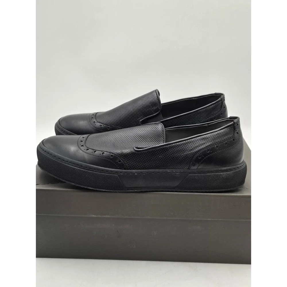Robert Clergerie Shoes Mens‎ Size 9.5 Black P/TIL001 Slip On Perforated Leather